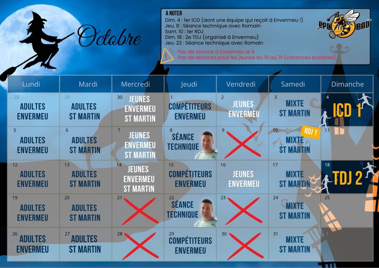 Planning d'Octobre